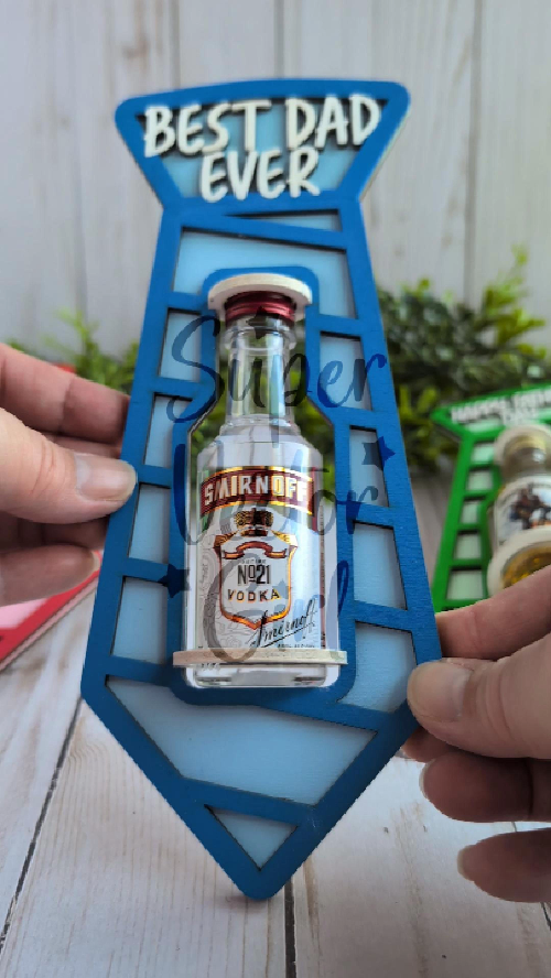 [Laser cut and engrave] Dad Neck Tie Shot Bottle Shooter Holder for Father's Day
