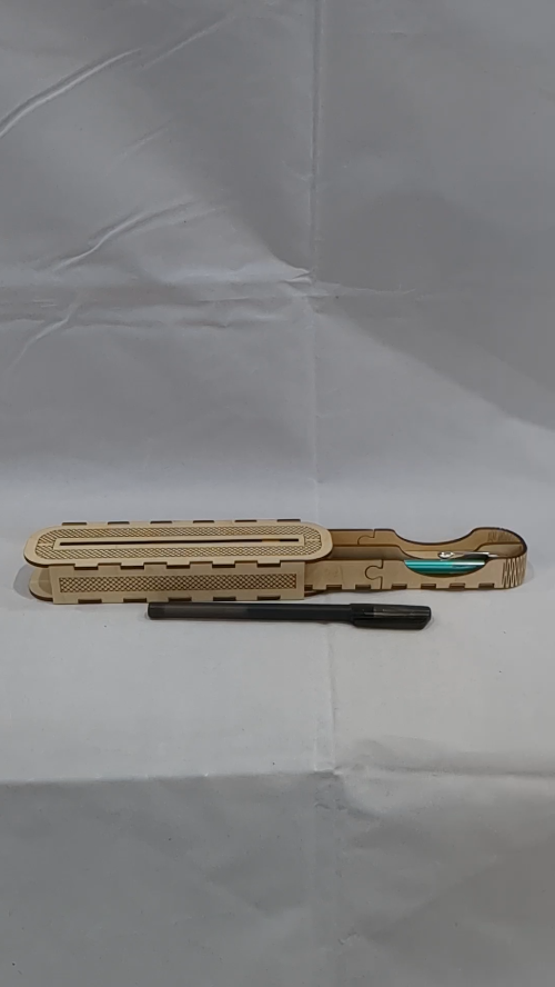 [Laser cut and engrave] Gift box case for two pens, laser cut design. Holder case pen, Birthday gift, office accessory. Laser cutting pattern, greeting cover pens, cut model.