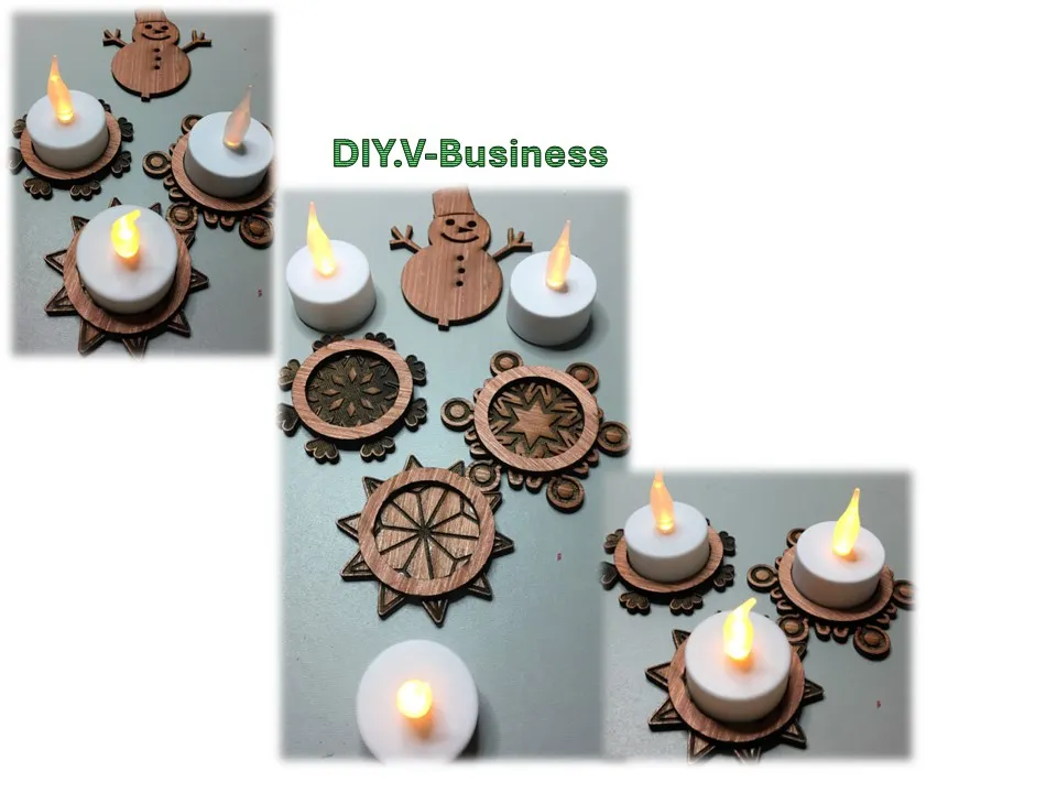 DIY wooden Christmas candlestick decoration