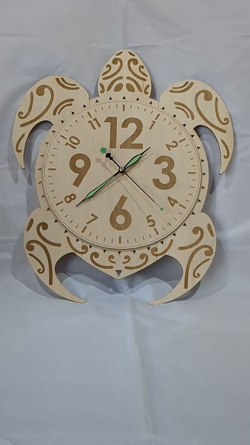 [Laser cut and engrave] Gift Wall Clocks, Turtle Design, Laser Cutting Template. Laser Turtle Model, Greeting Decorations, Gift Wall Art