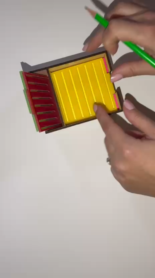 [Laser cut and engrave] Laser Cut Wooden Desk Organizer with Colorful Note Cards and Pencil