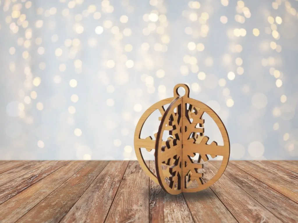 Wooden 3D Snowflake Ornament ceiling Christmas decoration idea