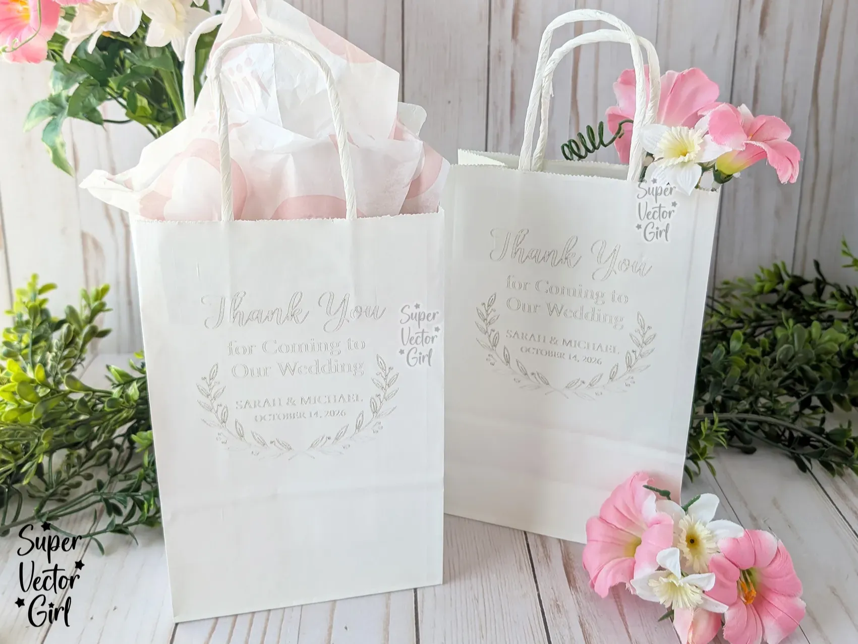 Wedding Thank You Favor Bags with Personalized Names