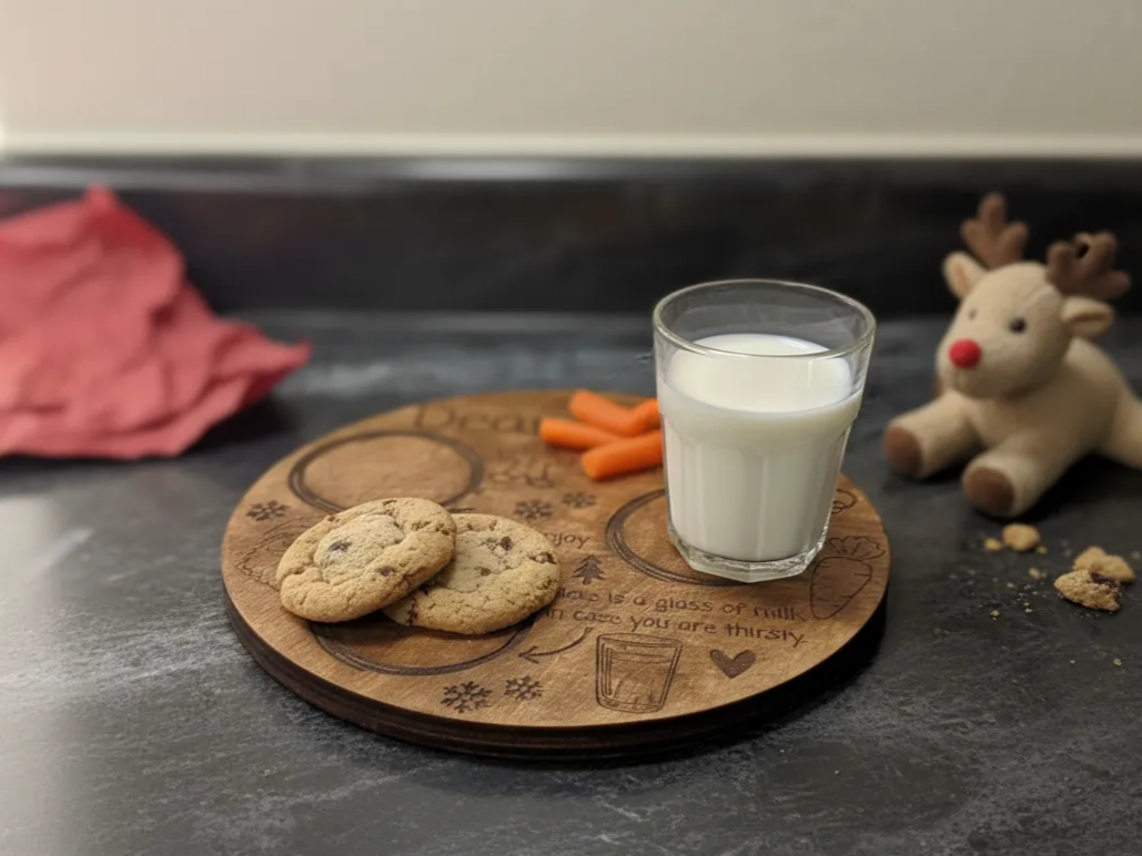 Milk and Cookie Plate with Glass Holder Christmas Eve box idea