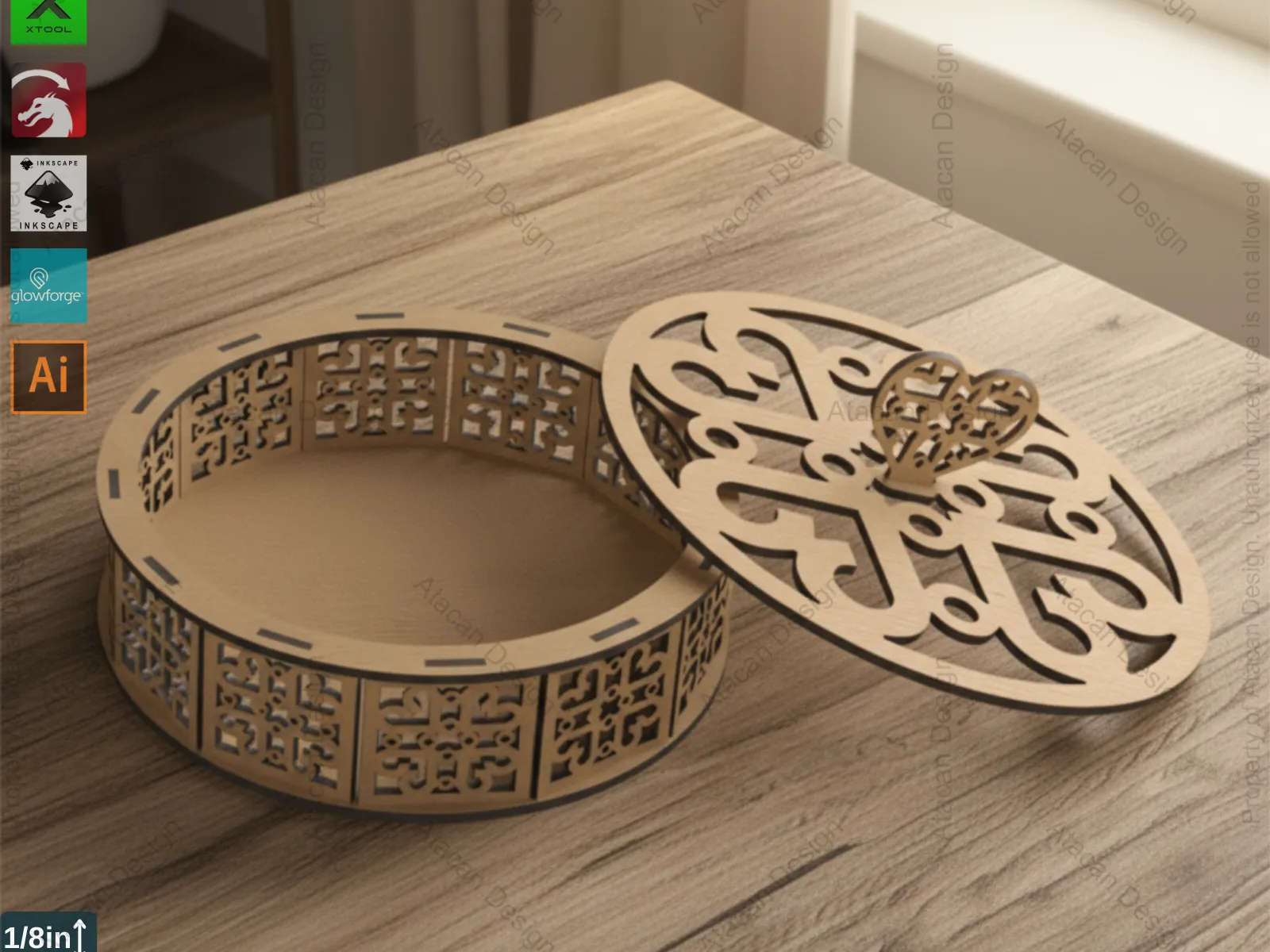 Elegant Wooden Decorative Round Boxes - Laser Cut Design for Home Décor ...