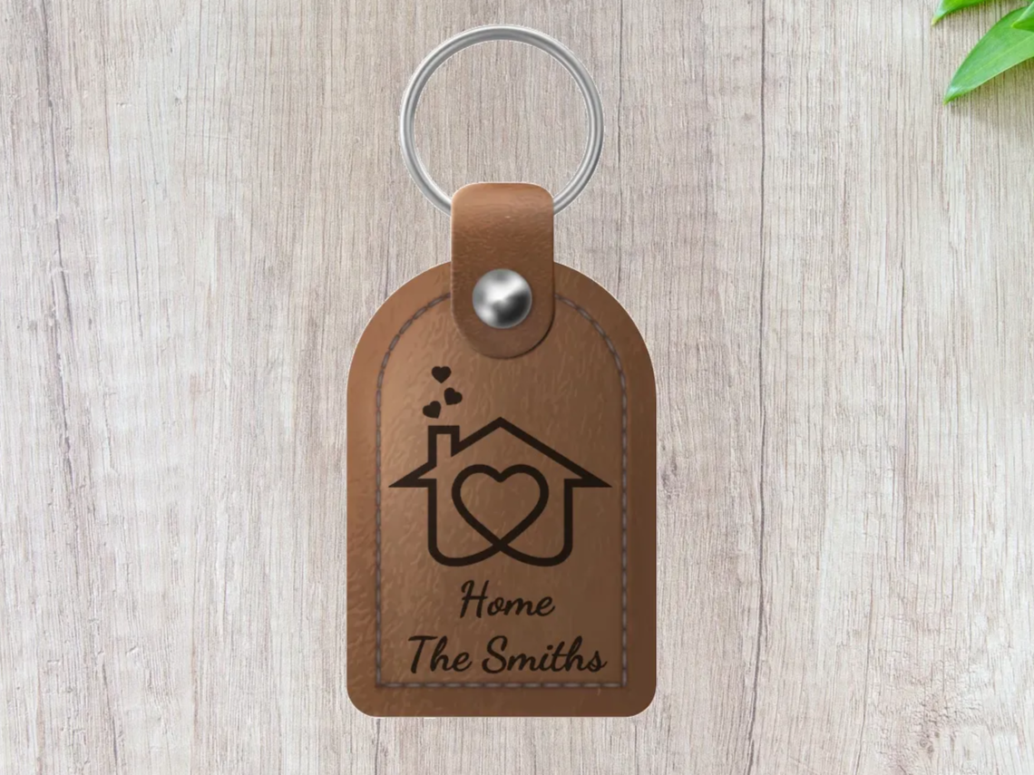 Family Home Leather Keychain custom leather keychain idea