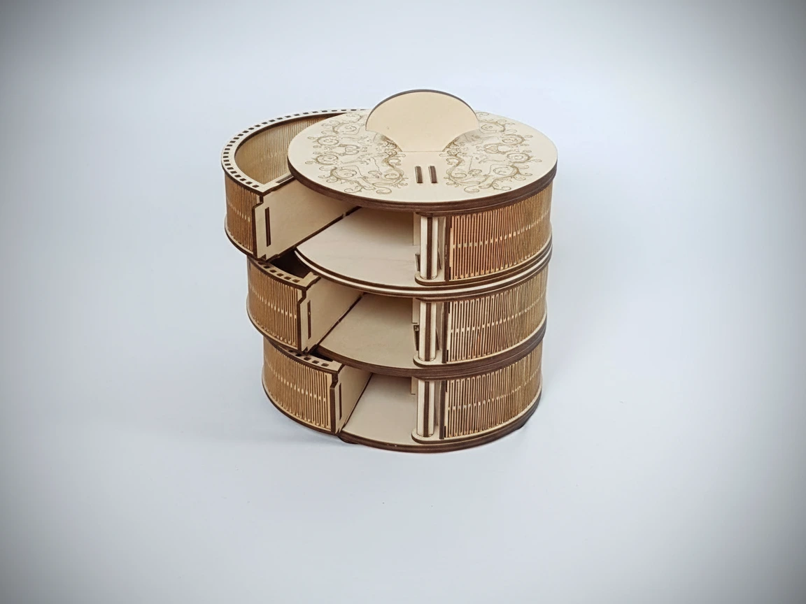 Wooden Three-Tier Rotating Desk Organizer office desk decor idea