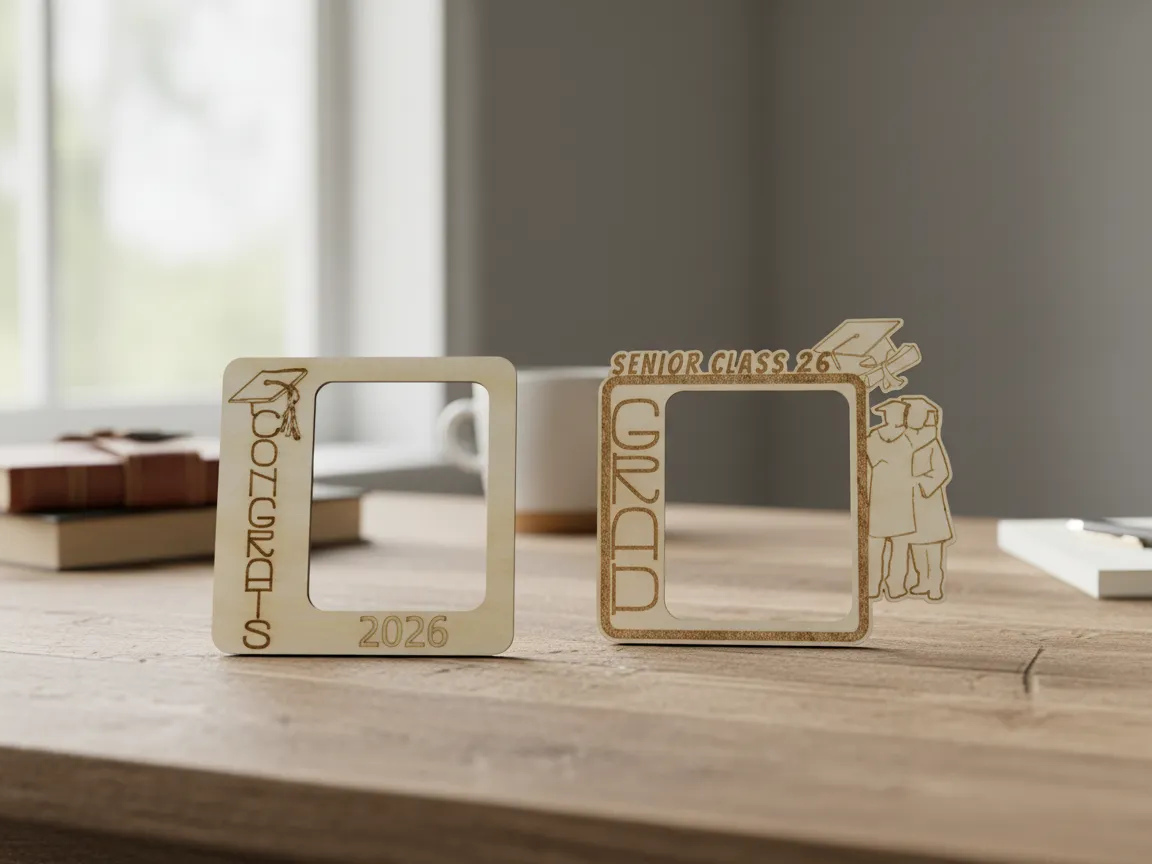 Graduation photo frame with congrats accents