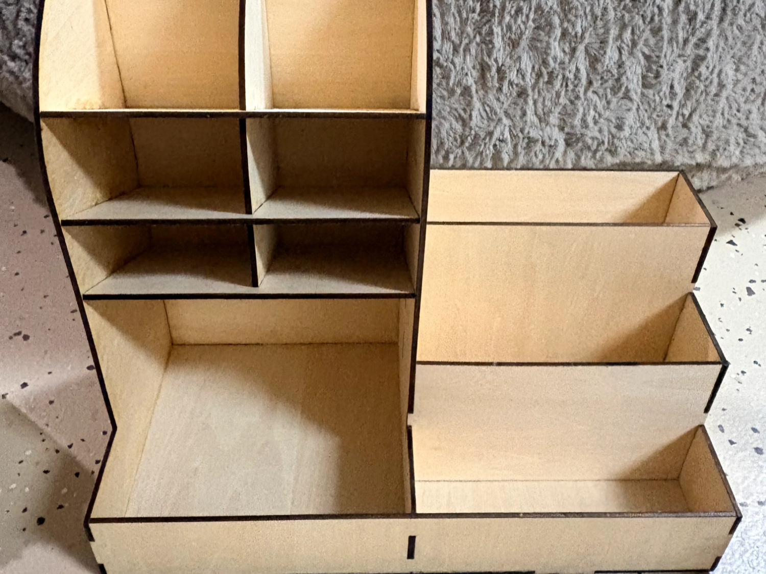 Laser Cut Wooden Desk Organizer with Multiple Compartments for Supplies