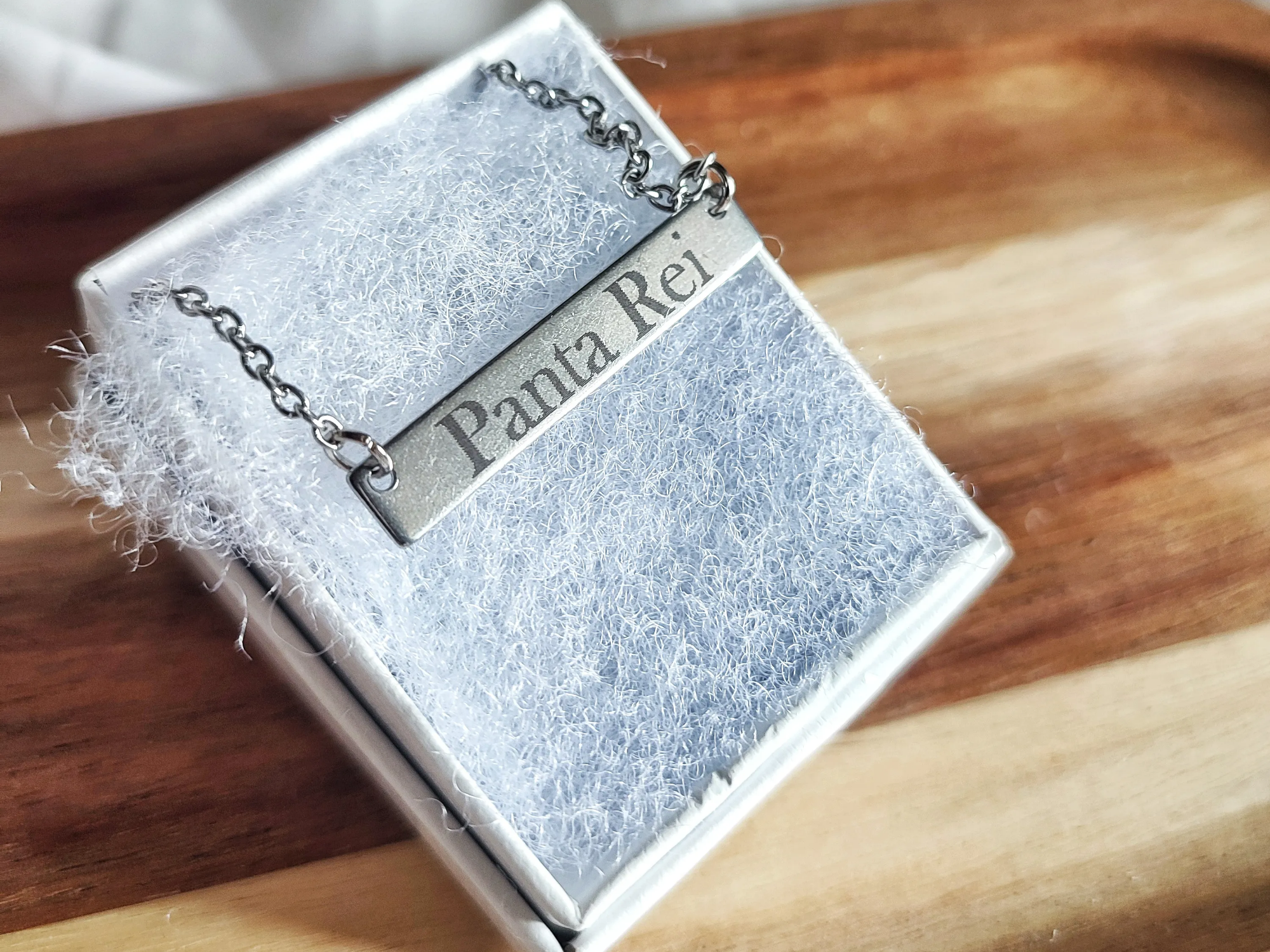 Engraved Metal Bar Necklace, Personalized gift for her design