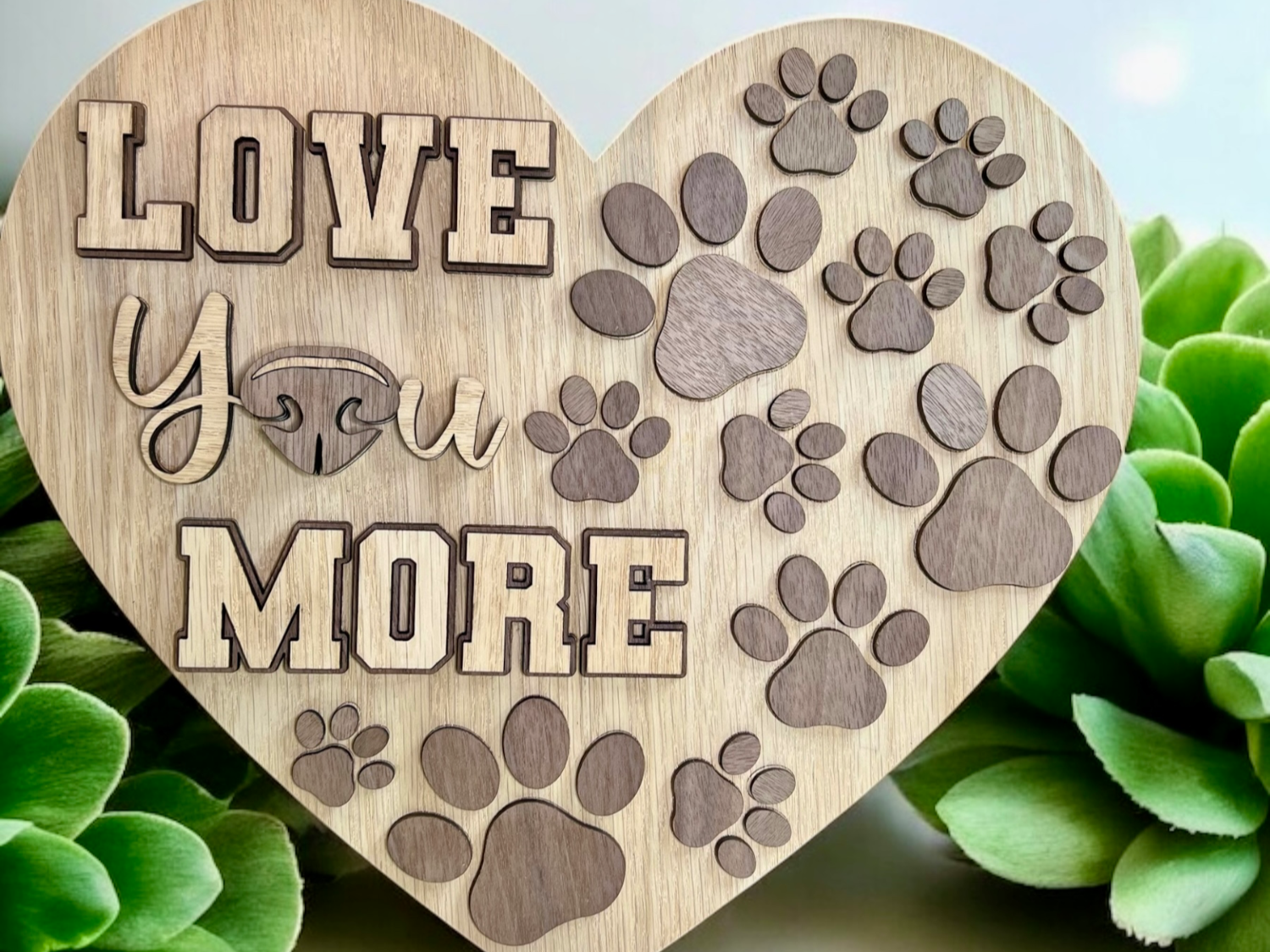 Love You More Heart-Shaped Wooden Sign father's day gift design
