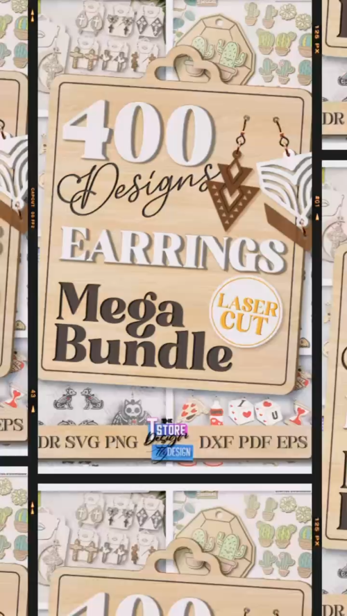 [Laser cut and engrave] 400 Earrings Mega Bundle Laser Cut, Wooden Jewelry Laser, Dangle, Stud, Engraved&Teardrop Earrings SVG, Christmas, Easter, Halloween, Valentine's Day