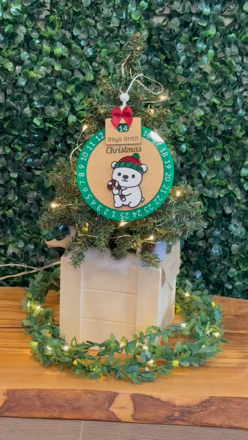 [Laser cut and engrave] Christmas Countdown Spinner Ornament Polar Bear – Premium Laser Cut File (SVG + XCS)