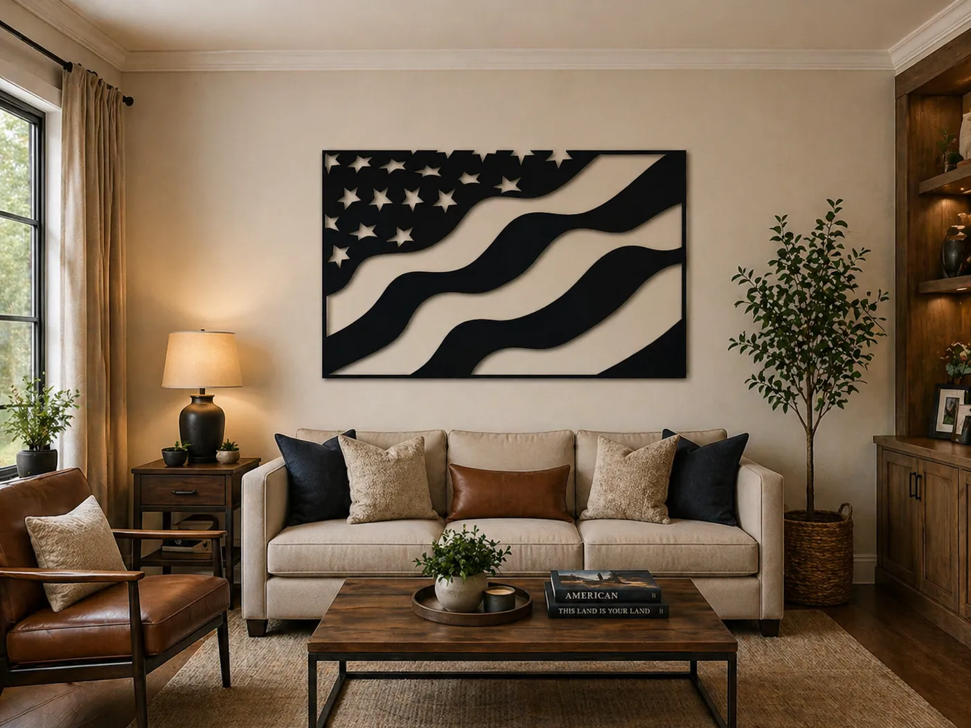 American Flag Wall Art SVG | USA Flag Metal Wall Decor | Patriotic Flag SVG | Laser Cut USA Wall Art — free American flag wall art project file on Atomm
