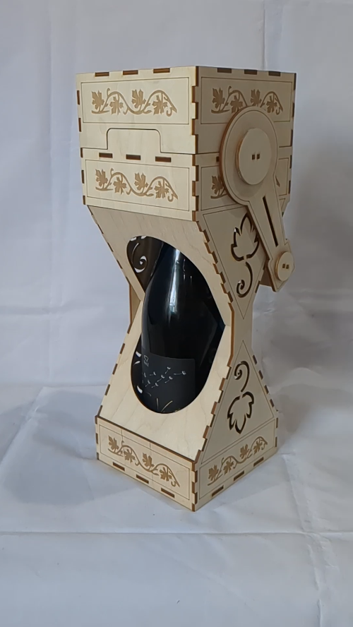 [Laser cut and engrave] Wine Box with Cutout Laser Cut Design, Bottle Holder, Laser Cutting Vector Model