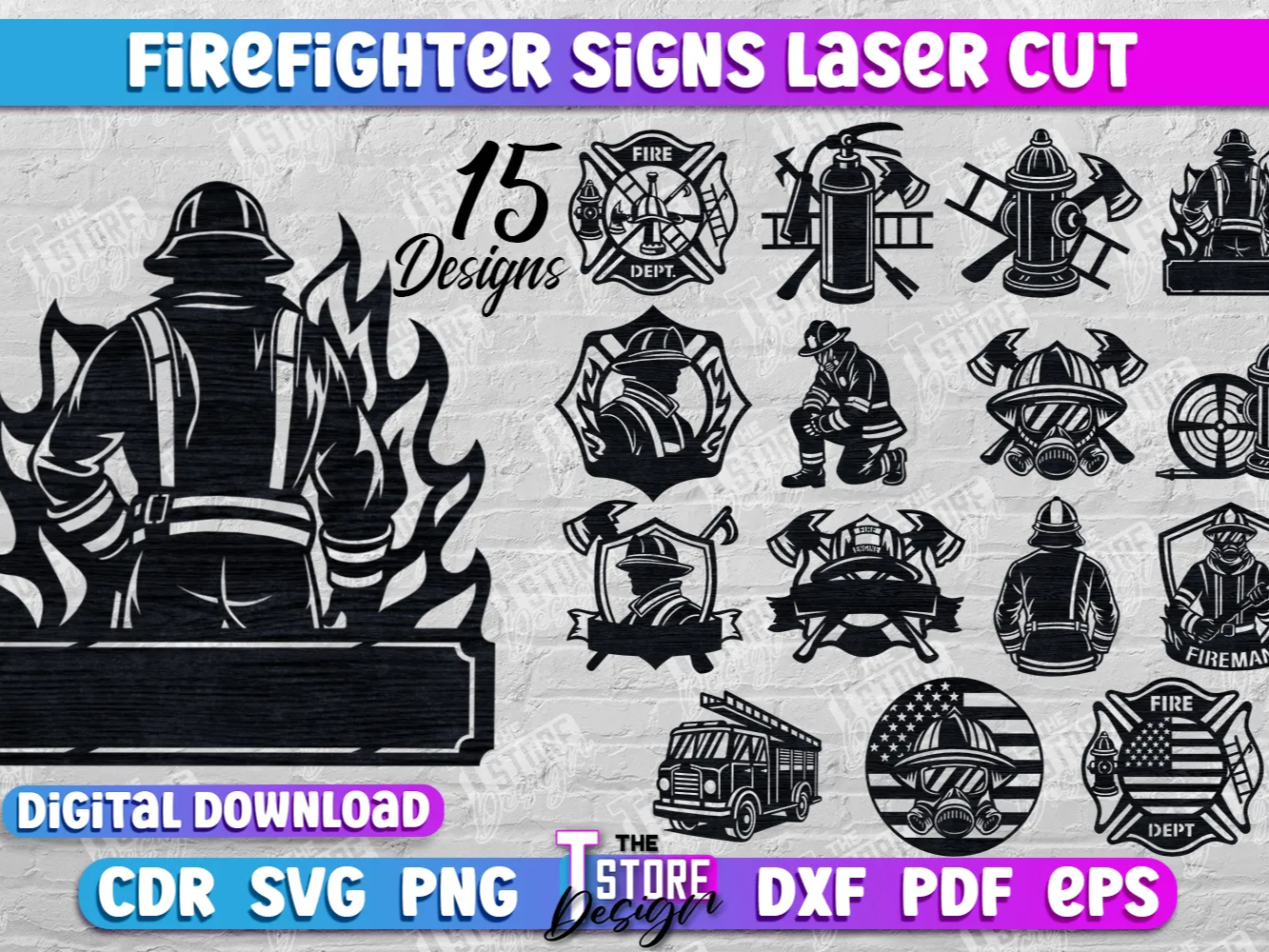 Firefighter Signs Laser Cut Design, Fire Station, Fireman Symbols ...