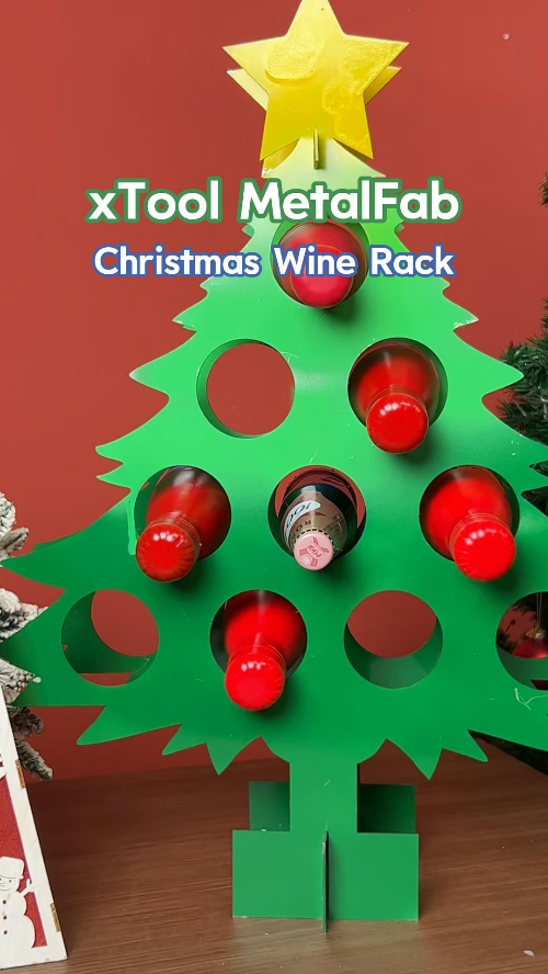 [Laser welding / cleaning] Laser Cut Christmas Tree Wine Rack with Star Top Decoration