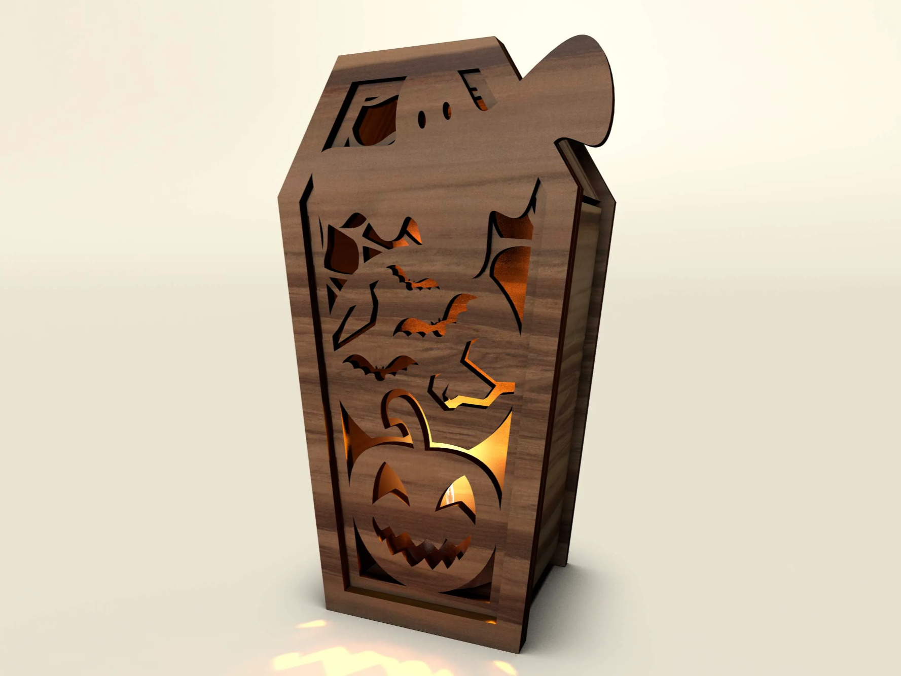 Portacandele a bara | Lanterna di Halloween | Scatola porta-lumino con zucca, pipistrelli & fantasma - vero progetto zucca Atomm
