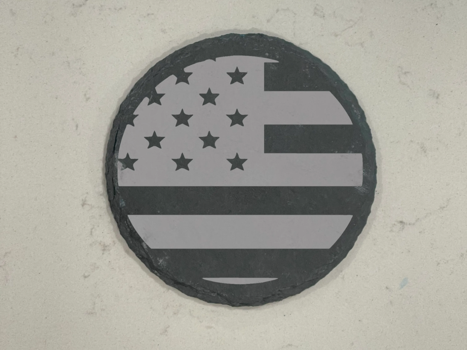 Laser Engraved American Flag Slate Coaster — free patriotic laser/print project file on Atomm