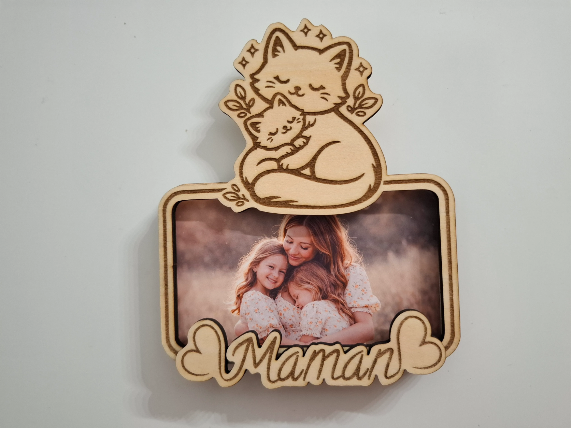 Personalized Mother's Day Photo Magnet Frame: Cat & Kitten Design mother's day gift design