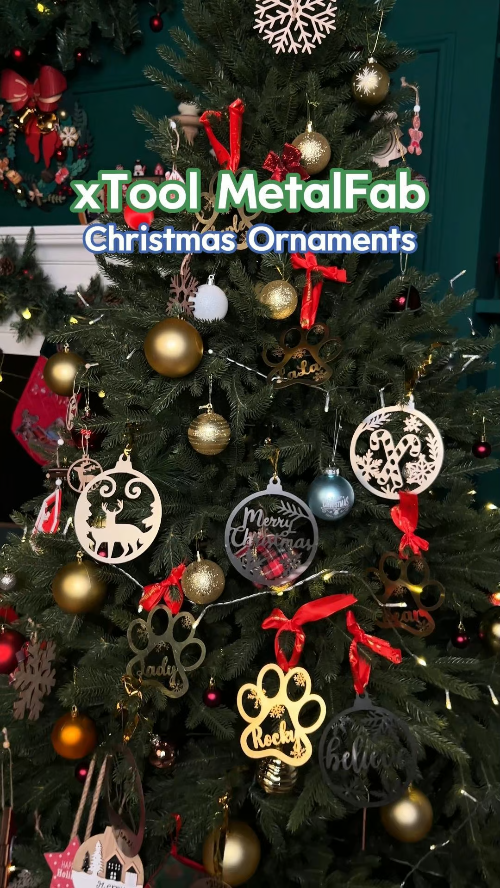 [Laser welding / cleaning] Laser Cut Personalized Christmas Tree Ornaments with Paw Prints