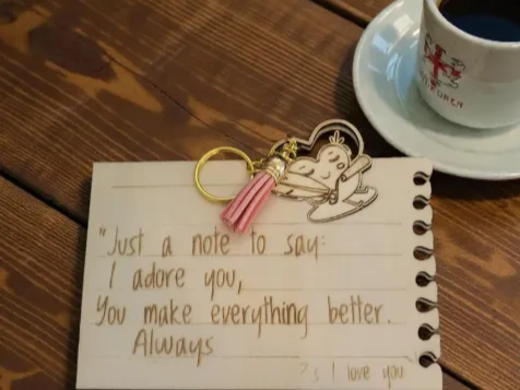 "P.S. I Love You" Love Note Plaque with Removable Keyring valentines day gift for her design