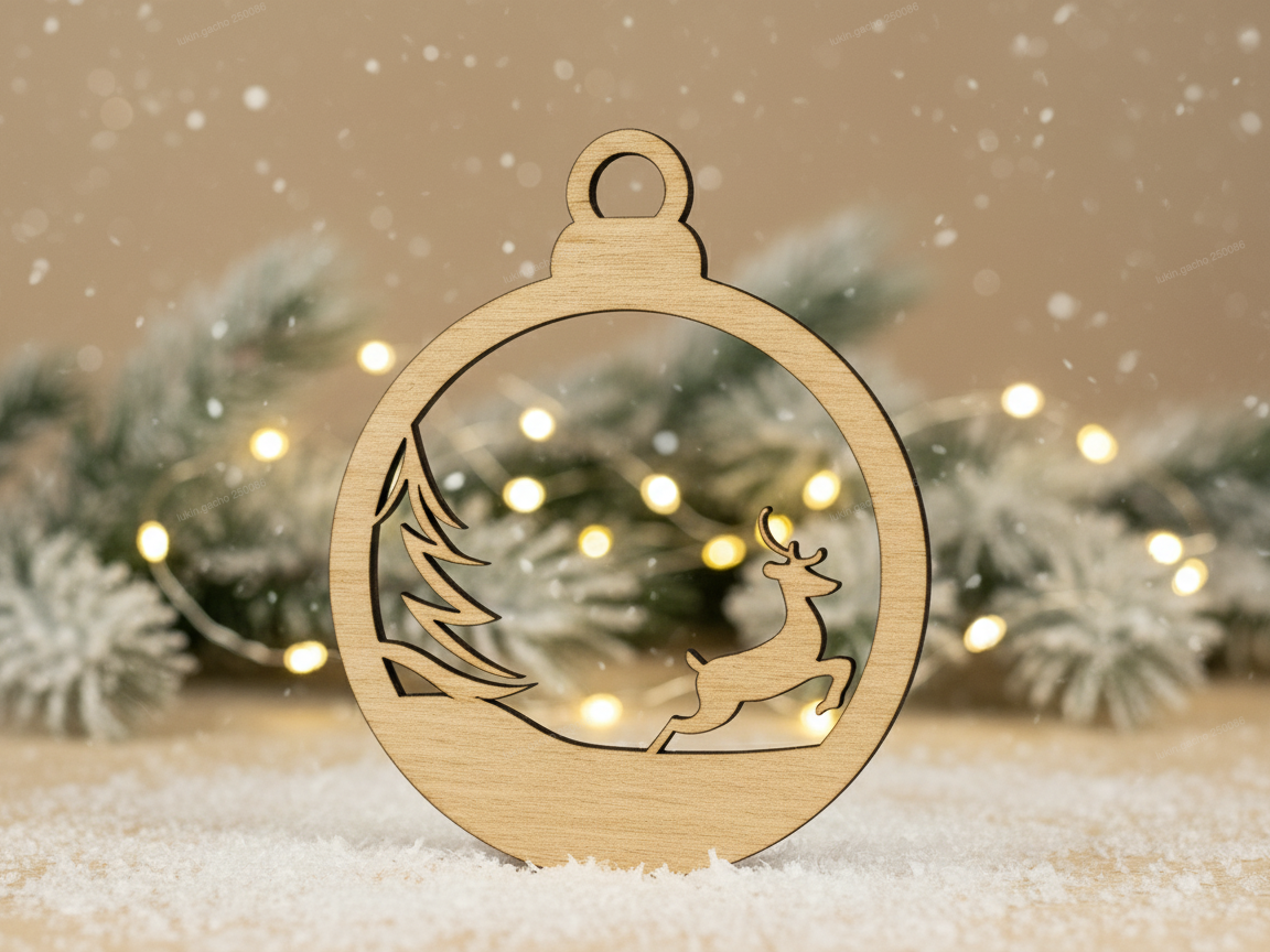Bauble with Reindeer in Forest ceiling Christmas decoration idea
