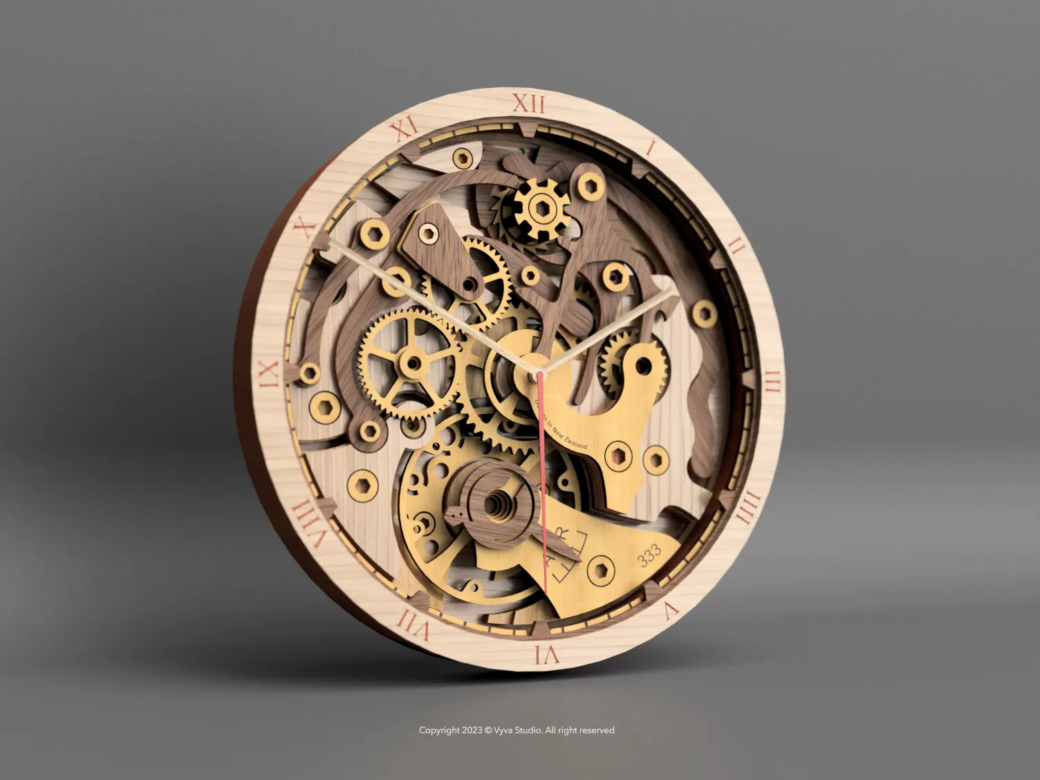 Laser Cut Wooden Mechanical Wall Clock with Visible Gears | Ready to ...