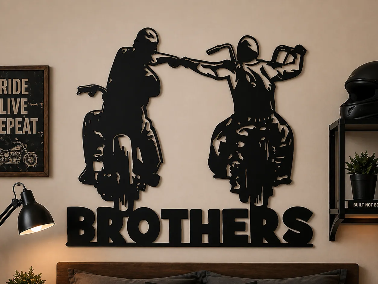 Brothers Motorcycle Wall Art (Biker Sign SVG) gift for him design