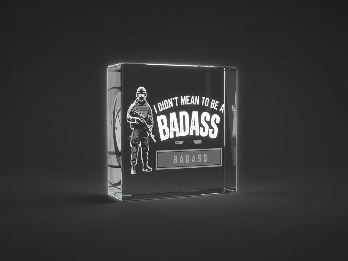 Laser Engraved Glass Block with Military Badass Quote | Free Files - Atomm