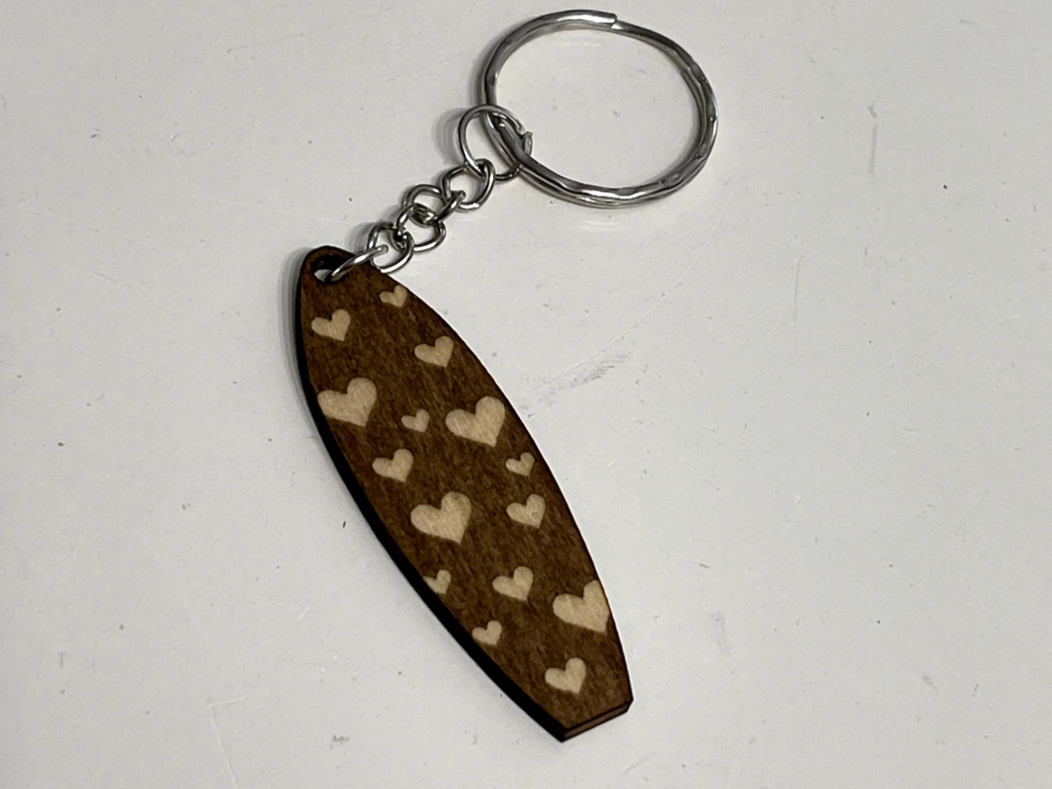 Keychain Wood with Surfboard Heart Design sports keychain design