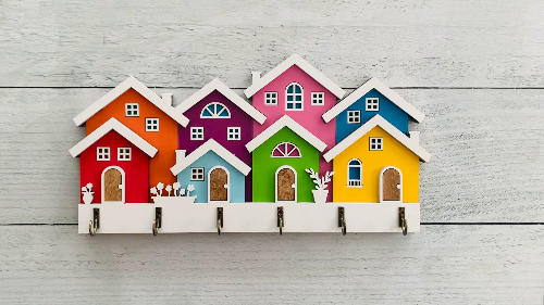 [Laser cut and engrave] Row Houses Key Holder