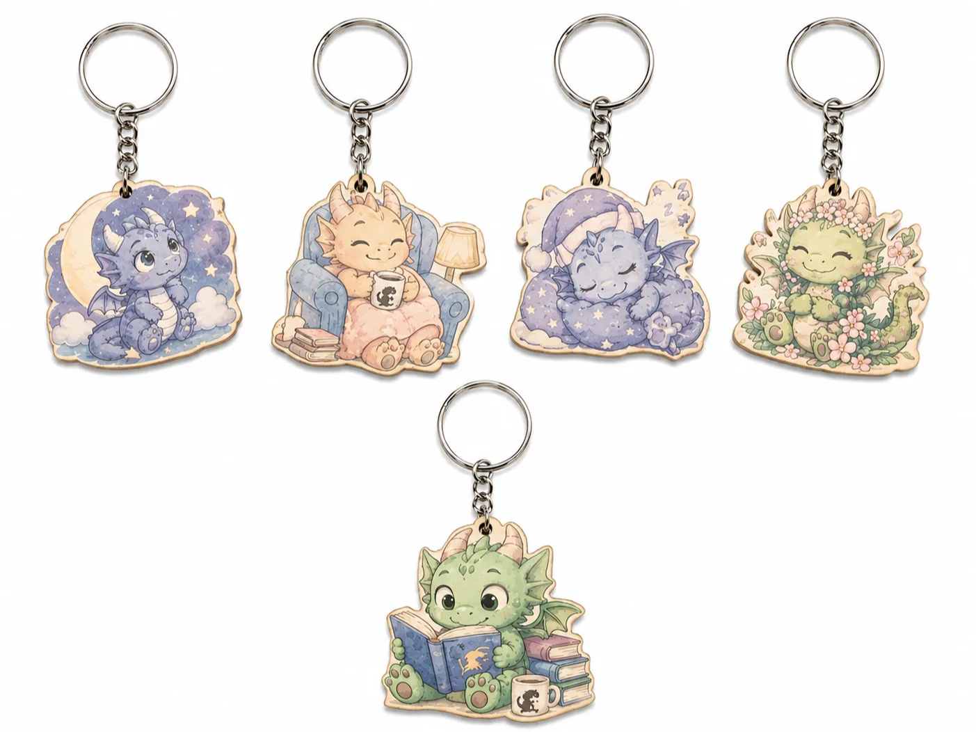 Tiny Mood Dragon – Bookworm Dragon | Cute Reading Dragon Keychain & Ornament Laser File for m1 ultra or m2