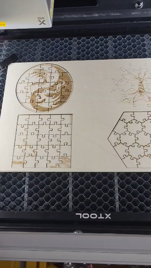[Laser cut and engrave] Laser Cut Wooden Puzzle Test Board with Various Puzzle Shapes