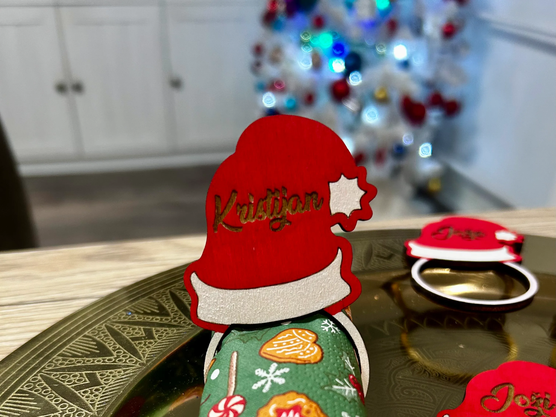 Personalized Santa Hat napkin holder Christmas Decorations with Names