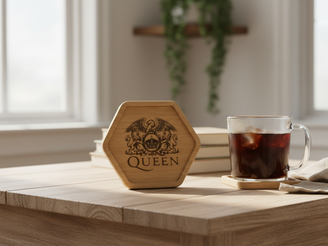 Hexagonální Dřevěná Podložka s Logem Queen vinylové podložky idea