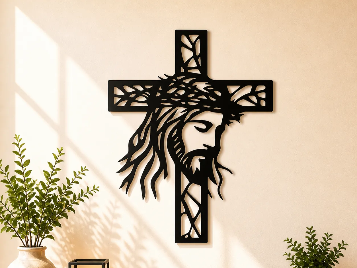 Jesus Cross Wall Art (Crown of Thorns) metal wall art design