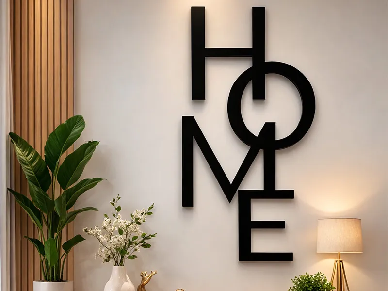 SVG современного декора-панно HOME — минималистичная типографическая табличка (цифровая загрузка)