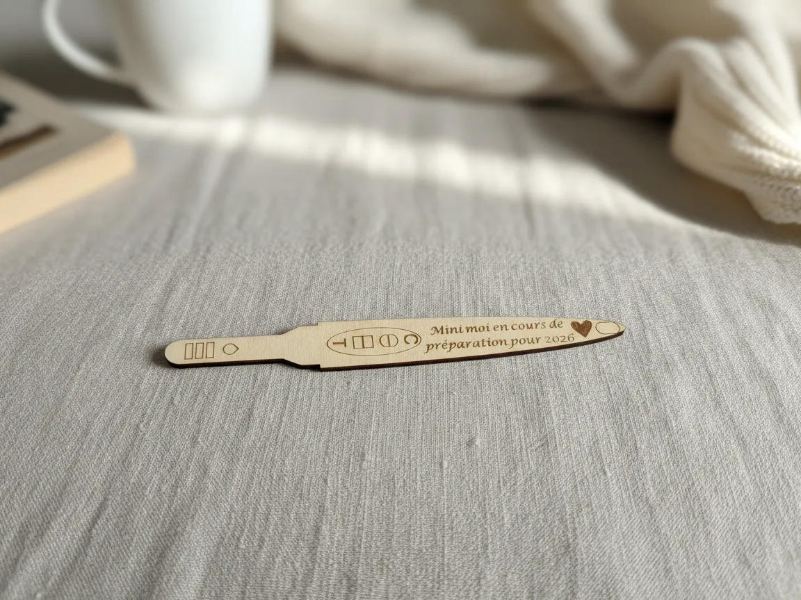 Wooden Pregnancy Test-Shaped Announcement, “Mini Me Coming 2026” pregnancy gift idea