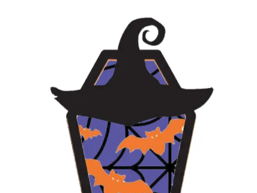 Decorazione a lanterna di Halloween con cappello da strega e pipistrelli - idea di decorazione per la festa di Halloween