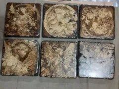 Set of Six Vintage Angel-Themed Decorative Coasters - real Atomm community coaster project