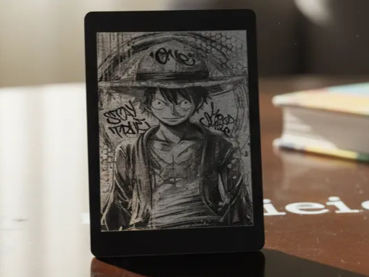 Black cut-out wood wall plaque of Luffy holding sword One Piece gift idea