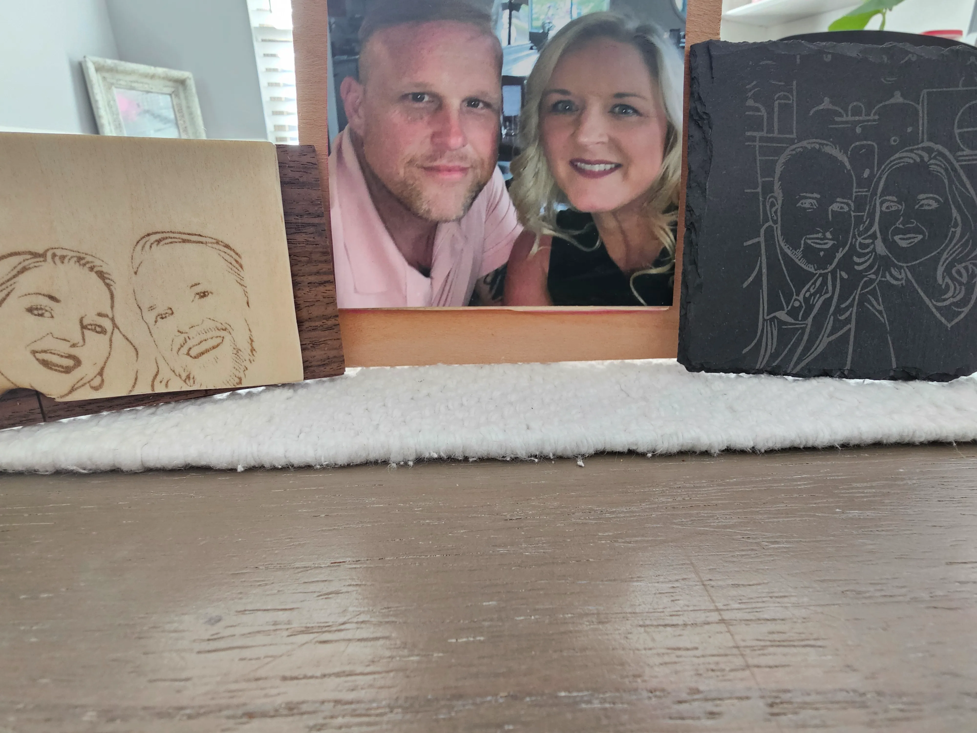 Portrait Photo Frame with Matching Wood and Slate Art Panels gift design