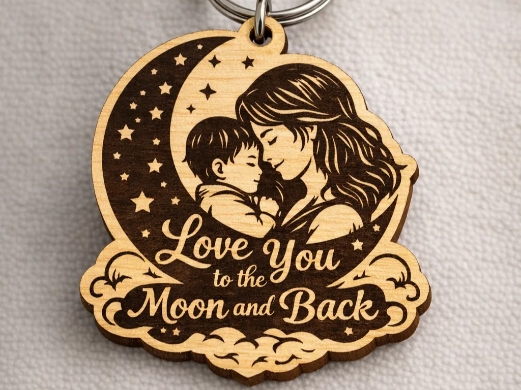 Love You to the Moon and Back Mother and Child Keychain gift for mom idea
