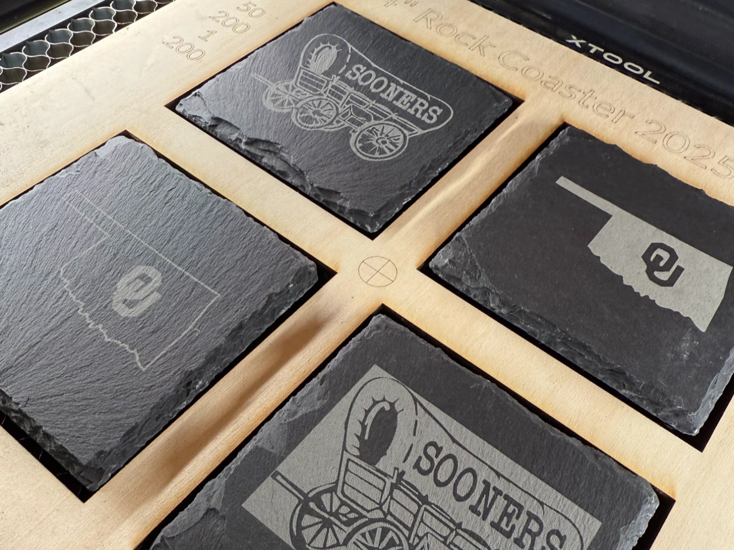 Oklahoma Sooners Slate Rock Coaster Set