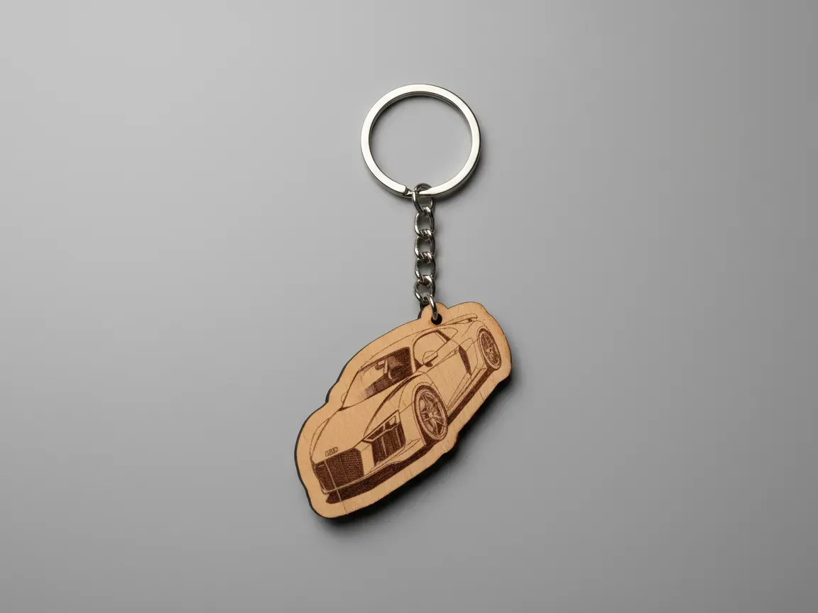 Audi R8 Wooden Car Keychain laser cut keychain idea for men