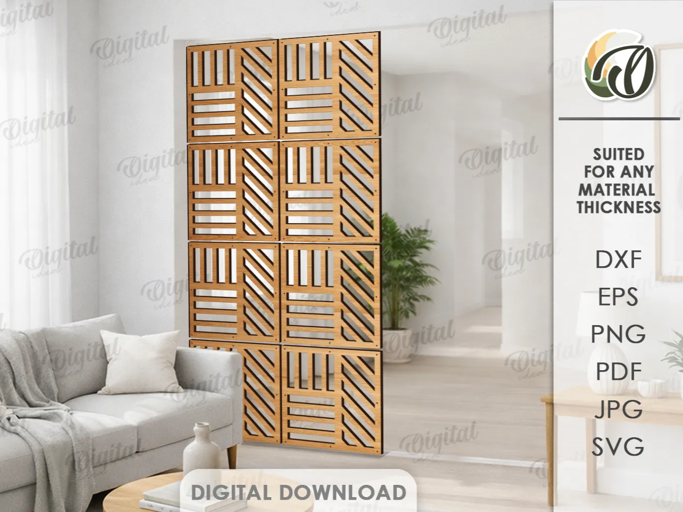 Hanging geometric room divider panel