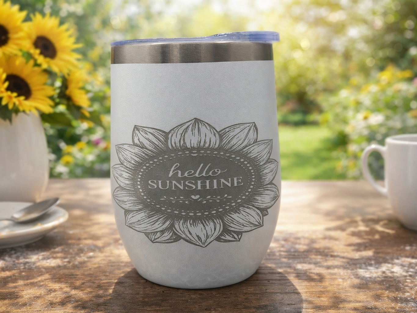 Sunflower Wine Tumbler laser engraved custom tumbler idea