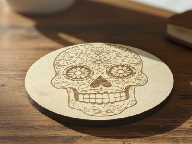 Calavera Coaster sugar skull dia de los muertos design