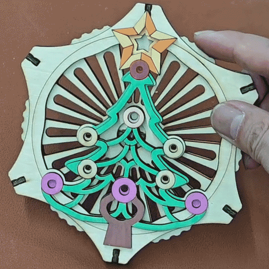 [Laser cut and engrave] Gear coasters for Christmas trees -Hand Spinner -